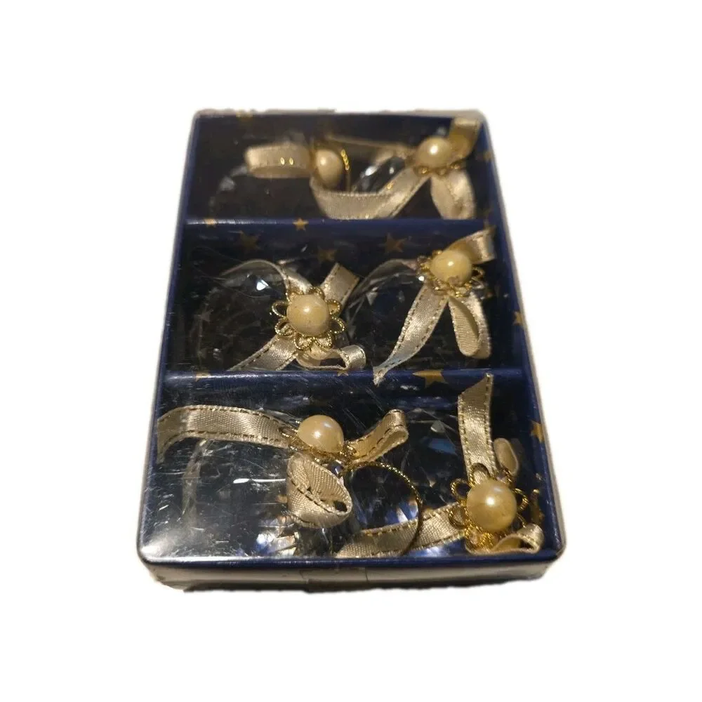 Vintage Multifaceted Crystal Christmas Ornaments New Old Stock